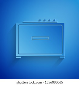 Paper cut Guitar amplifier icon isolated on blue background. Musical instrument. Paper art style. Vector Illustration
