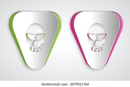 Paper cut Guitar pick icon isolated on grey background. Musical instrument. Paper art style. Vector