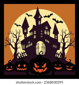 Paper Cut Halloween Haunted House Layer Design
