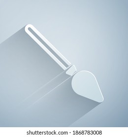 Paper cut Handle broom icon isolated on grey background. Cleaning service concept. Paper art style. Vector