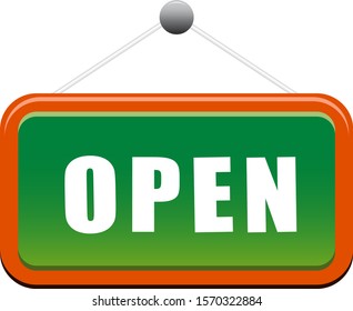 Paper cut Hanging sign with text Open door icon isolated on white background. Paper art style. Vector Illustration