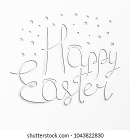 Paper cut Happy Easter festive text with eggs and polka dot elements