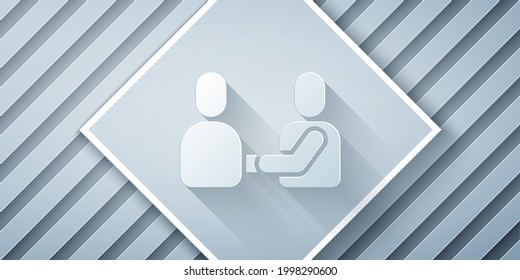 Paper cut Happy friendship day icon isolated on grey background. Everlasting friendship concept. Paper art style. Vector