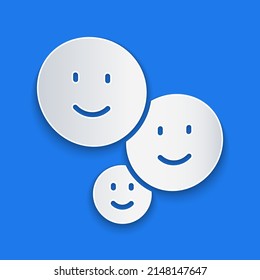 Paper cut Happy friendship day icon isolated on blue background. Everlasting friendship concept. Paper art style. Vector