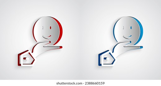 Paper cut Happy friendship day icon isolated on grey background. Everlasting friendship concept. Paper art style. Vector