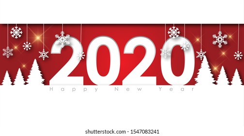 Paper cut happy new year,2020. web, banner.