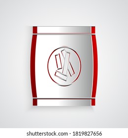 Paper cut Hard bread chucks crackers icon isolated on grey background. Paper art style. Vector Illustration