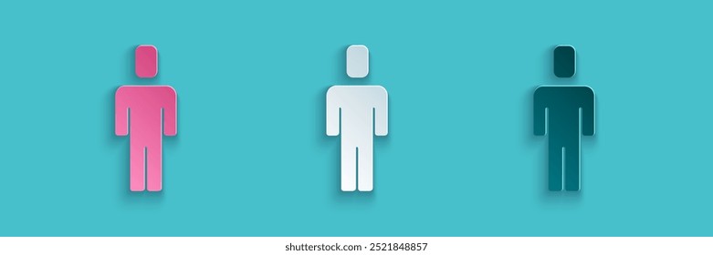 Paper cut Head hunting icon isolated on blue background. Business target or Employment sign. Human resource and recruitment for business. Paper art style. Vector