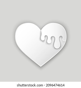 paper cut heart with flowing down drops. romantic and love symbol. decorative vector element for valentine's day design