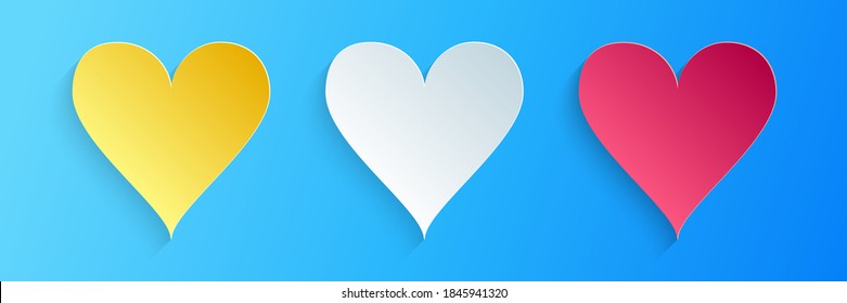 Paper cut Heart icon isolated on blue background. Love symbol. Valentine's Day sign. Paper art style. Vector.