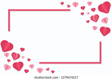 Paper cut heart love shape in white background