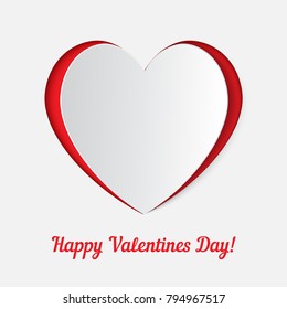 Paper cut heart realistic vector illustration. Be my valentine, February 14. Valentines day card, banner template.