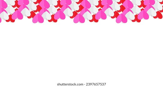 Paper cut heart shape flying to Celebration party background Vector illustration for Valentine's day design
