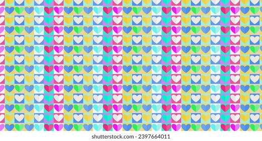 Paper cut heart shape seamless pattern on white background Vector illustration for Valentine's day design