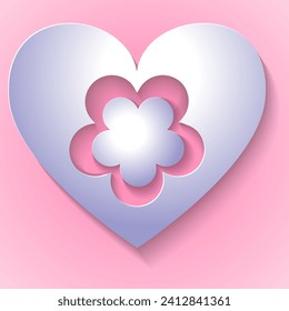 paper cut heart vector illustration