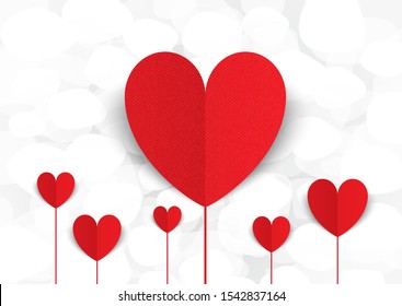 Paper cut hearts background. Happy mother´s day or Valentine's day design. For banners, campaings, mailing, gift card. White paper cut love heart for love invitation cards. Vector