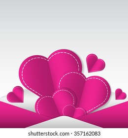 Paper cut hearts in envelope. Vector illustration.