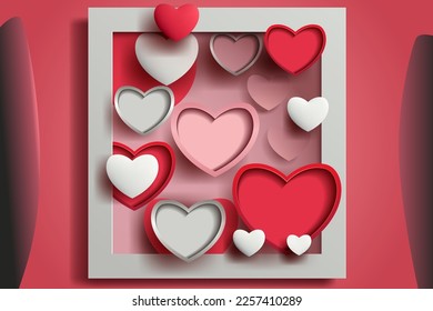 paper cut hearts happy valentine day poster or voucher holiday celebration sale header template horizontal