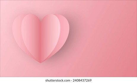 paper cut  with hearts pink background