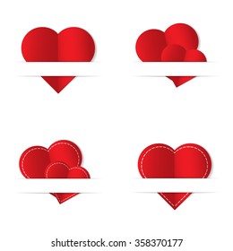Paper cut hearts set. Vector illustration.