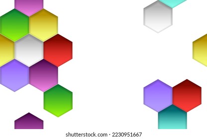 Paper cut hexagonal style. Template design for wallpaper. White background, vector illustration.