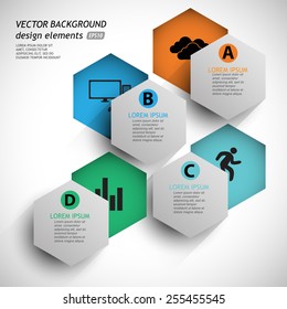 paper cut hexagons with the data / infographics element