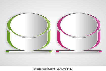 Paper cut Hockey puck icon isolated on grey background. Paper art style. Vector