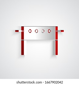 Paper cut Hockey table icon isolated on grey background. Paper art style. Vector Illustration