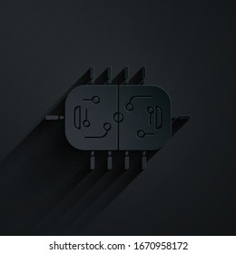 Paper cut Hockey table icon isolated on black background. Paper art style. Vector Illustration