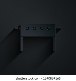 Paper cut Hockey table icon isolated on black background. Paper art style. Vector Illustration