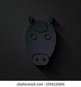 Paper cut Horse zodiac sign icon isolated on black background. Astrological horoscope collection. Paper art style. Vector Illustration
