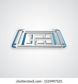 Paper cut House plan icon isolated on grey background. Paper art style. Vector Illustration