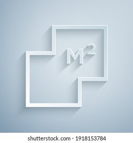 Paper cut House plan icon isolated on grey background. Paper art style. Vector.