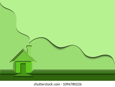 Paper cut house with smoke from the pipe