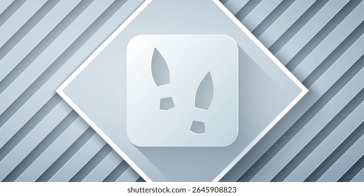 Paper cut Human footprints shoes icon isolated on grey background. Shoes sole. Paper art style. Vector