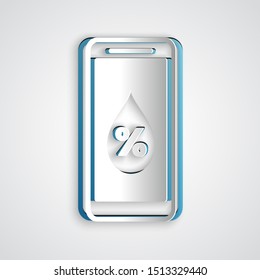 Paper cut Humidity for smart home icon isolated on grey background. Weather and meteorology, thermometer symbol. Paper art style. Vector Illustration