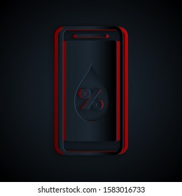 Paper cut Humidity for smart home icon isolated on black background. Weather and meteorology, thermometer symbol. Paper art style. Vector Illustration