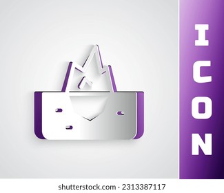 Paper cut Iceberg icon isolated on grey background. Paper art style. Vector