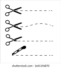 Paper cut icon with dotted line. Vector scissors with cut lines. Vector set of cutting scissors. vector,eps10