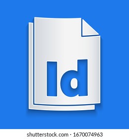 Paper cut ID File document icon isolated on blue background. Paper art style. Vector Illustration
