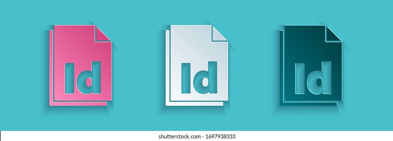 Id. de documento de corte de papel Icono de documento aislado en fondo azul. Estilo de arte de papel. Ilustración vectorial