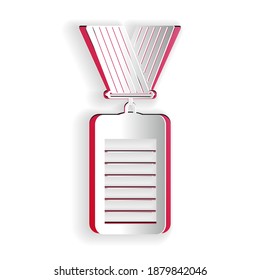 Paper cut Identification badge icon isolated on white background. Identification card. It can be used for presentation, identity of the company. Paper art style. Vector.