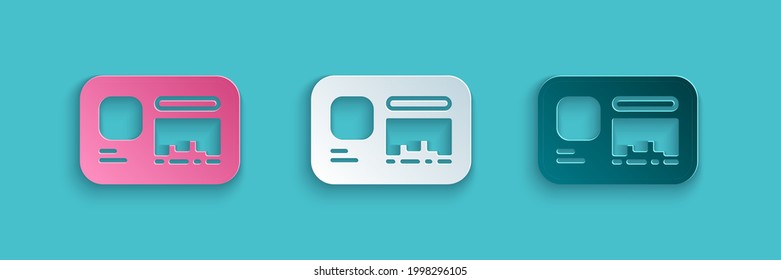 Paper cut Identification badge icon isolated on blue background. It can be used for presentation, identity of the company, advertising. Paper art style. Vector