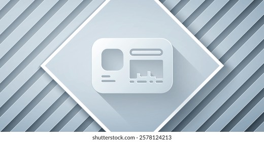 Paper cut Identification badge icon isolated on grey background. It can be used for presentation, identity of the company, advertising. Paper art style. Vector