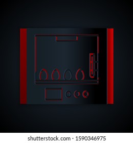 Paper cut Incubator for eggs icon isolated on black background. Paper art style. Vector Illustration