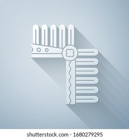 Paper cut Indian headdress with feathers icon isolated on grey background. Native american traditional headdress. Paper art style. Vector Illustration