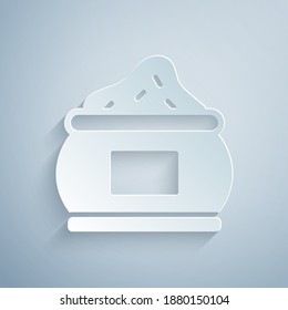 Paper cut Indian spice icon isolated on grey background. Paper art style. Vector.