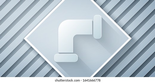 Paper cut Industry metallic pipe icon isolated on grey background. Plumbing pipeline parts of different shapes. Paper art style. Vector Illustration