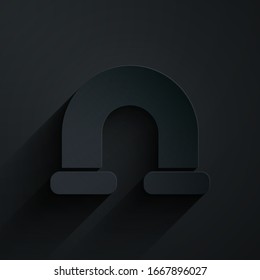 Paper cut Industry metallic pipe icon isolated on black background. Plumbing pipeline parts of different shapes. Paper art style. Vector Illustration