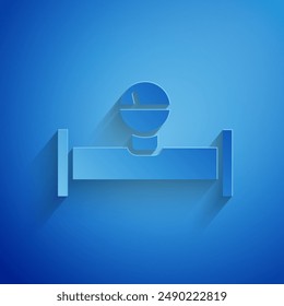 Paper cut Industry metallic pipe and manometer icon isolated on blue background. Paper art style. Vector